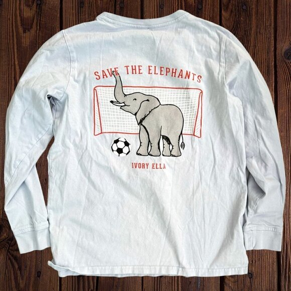 ivory ella Tops - IVORY ELLA Gray Elephant Soccer Ball Graphic Long Sleeve T-Shirt Top Tee S